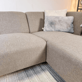 Corner sofa with compact lounge beige recycled fabric Moby - right 