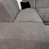 Corner sofa taupe chenille embroidered Ravi – left 