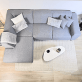 Corner sofa with compact lounge in gray-blue recycled fabric Moby - left 