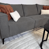 Corner sofa with chaise longue anthracite chenille Yara - right 