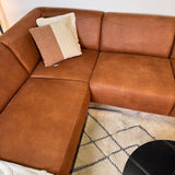 Corner sofa in cognac robust eco-leather Barin - right 