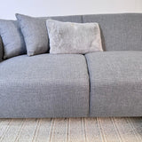 Corner sofa with compact lounge in gray-blue recycled fabric Moby - left 