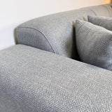 Corner sofa with compact lounge in grey-blue recycled fabric Moby - right 