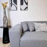 Corner sofa with compact lounge in grey-blue recycled fabric Moby - right 