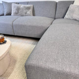 Corner sofa with compact lounge in grey-blue recycled fabric Moby - right 