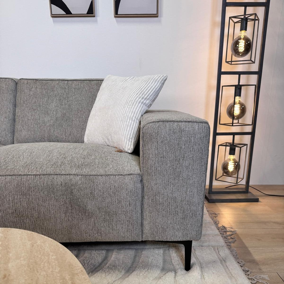 Gray chenille corner sofa upholstered Ravi – Left 