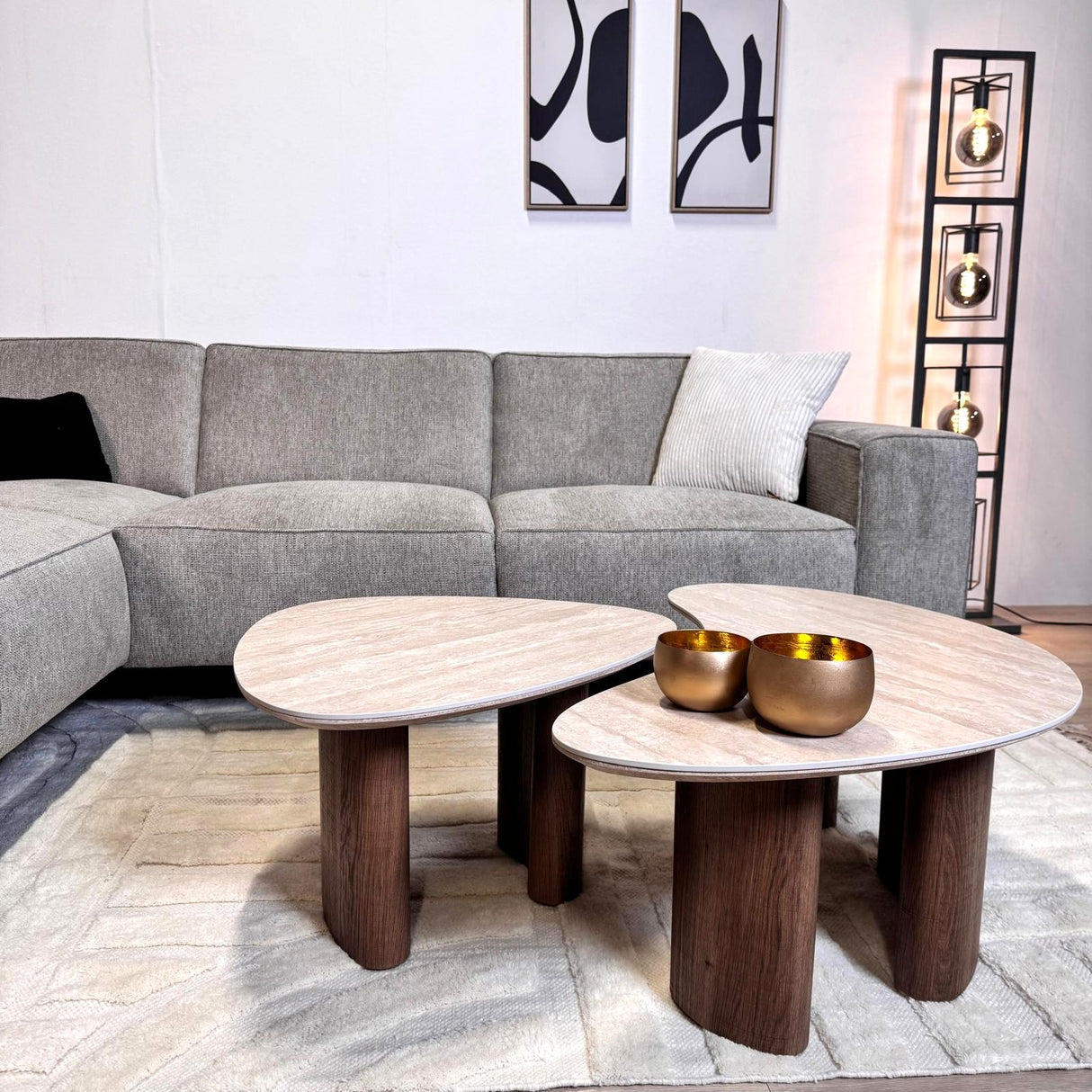 Gray chenille corner sofa upholstered Ravi – Left 