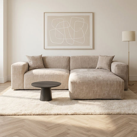 Corner Sofa Wayne Chenille Taupe 260cm - Mountable Left & Right, modern interior mood photo