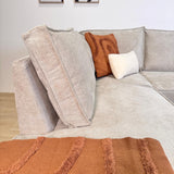 Corner sofa with beige chenille Yara chaise longue - left 