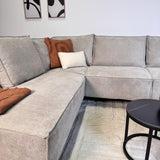 Corner sofa with beige chenille Yara chaise longue - left 