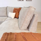 Corner sofa with beige chenille Yara chaise longue - right 