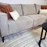 Corner sofa with beige chenille Yara chaise longue - right 