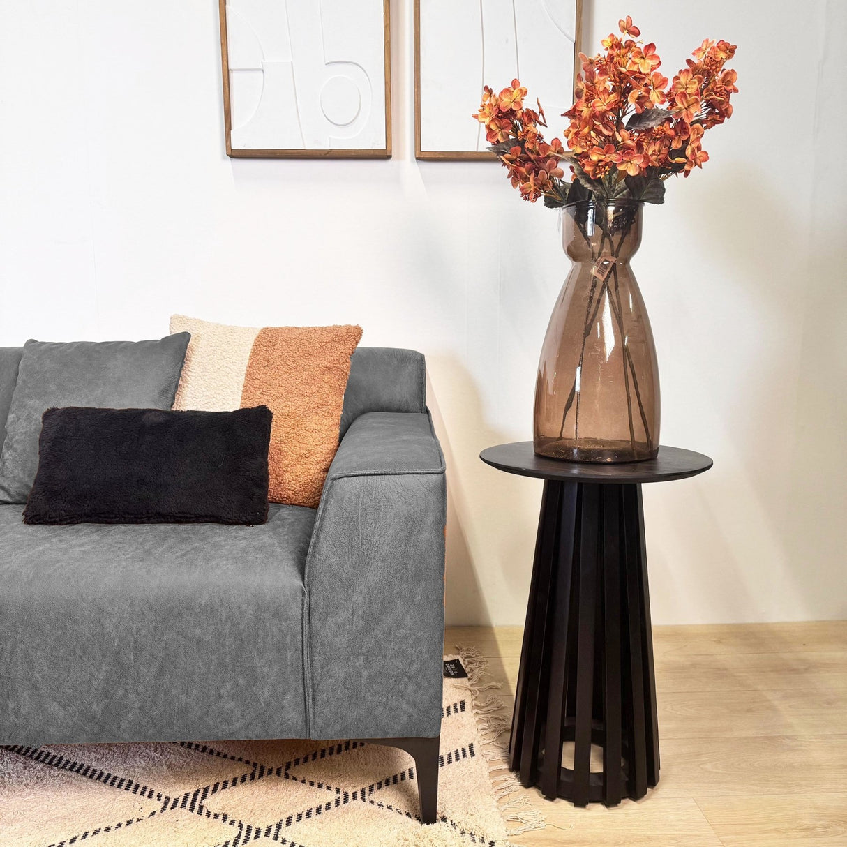 Corner sofa with compact lounge anthracite microfiber Davidson - left 