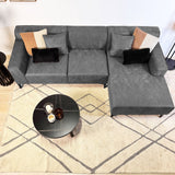 Corner sofa with compact lounge anthracite microfiber Davidson - right 