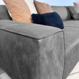 Corner sofa with compact lounge anthracite microfiber Davidson - right 