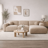 Corner sofa with chaise longue in beige chenille fabric Shane – right