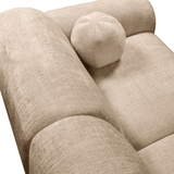 Corner sofa with chaise longue in beige chenille fabric Shane – left