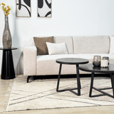 Corner sofa with chaise longue, beige chenille fabric Manon - right 