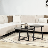 Corner sofa with chaise longue in beige chenille fabric Manon - left 