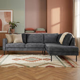 Corner sofa anthracite velvet high legs Gaya - right