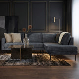 Corner sofa anthracite velvet high legs Gaya - right