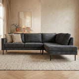 Corner sofa anthracite velvet high legs Gaya - right