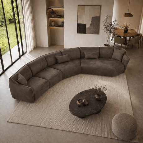 Corner sofa brown anthracite microfibre - 7 persons - Mentis