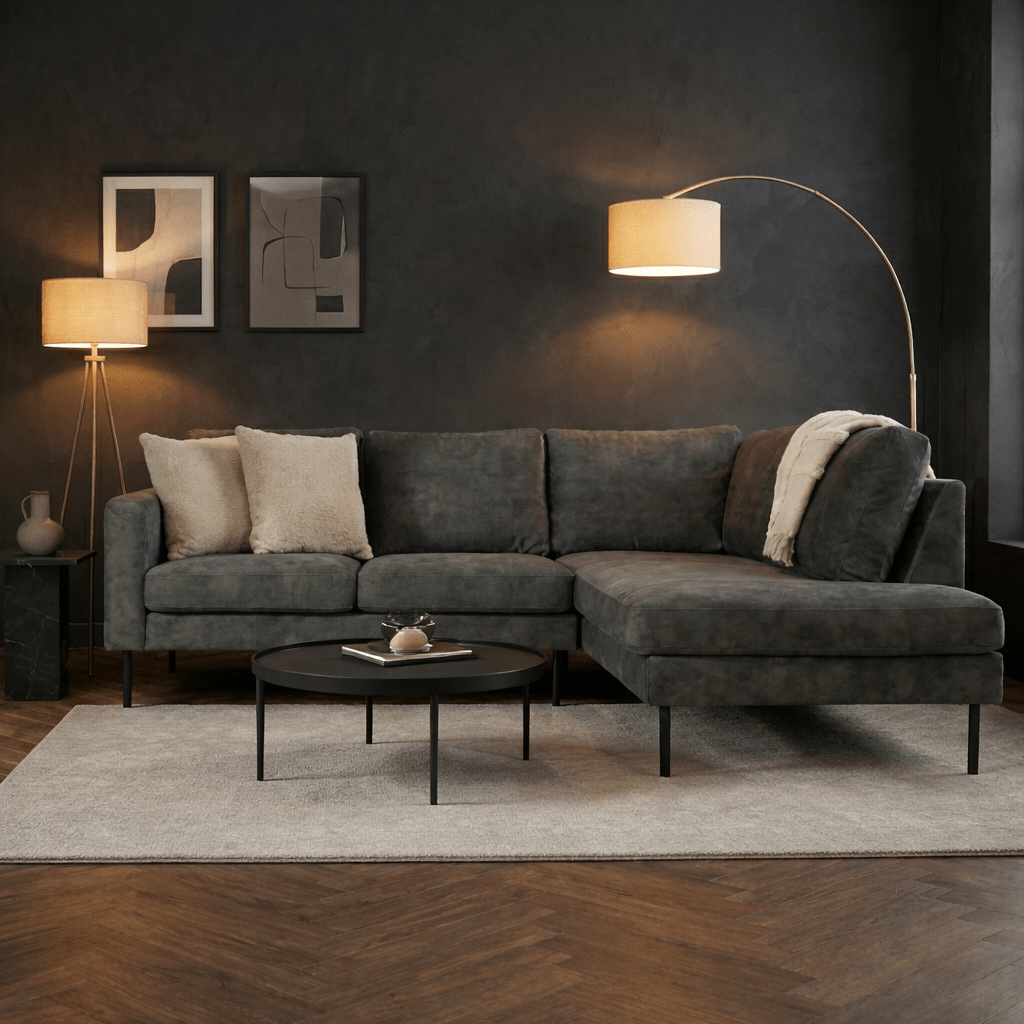 Corner sofa green velvet high legs Gaya - right