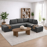 Sofa bed anthracite fabric - XXL 280 x 210 - Right - Fly