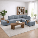 Sofa bed blue fabric - XXL 280 x 210 - Right - Fly