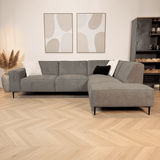 Taupe chenille corner sofa upholstered Ravi – right 