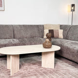 Corner sofa with chaise longue in taupe chenille fabric Manon - right 