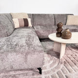 Corner sofa with chaise longue in taupe chenille fabric Manon - left 