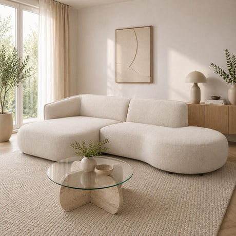 Corner sofa fully organic cream boucle Sophie - left 