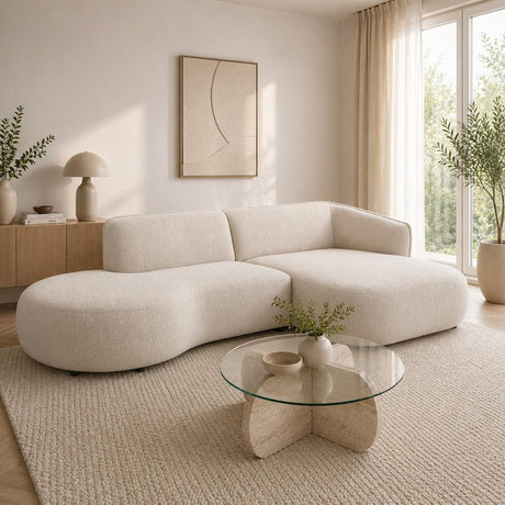 Corner sofa fully organic cream boucle Sophie - right 