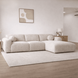 Corner sofa with chaise longue in beige chenille fabric Shane – right