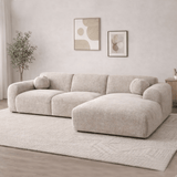 Corner sofa with chaise longue in beige chenille fabric Shane – right