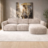 Corner sofa chaise longue beige textured fabric Dwayne - right