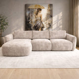 Corner sofa chaise longue beige textured fabric Dwayne - left