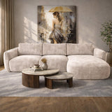 Corner sofa chaise longue beige textured fabric Dwayne - right