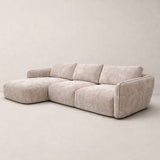 Corner sofa chaise longue beige textured fabric Dwayne - left