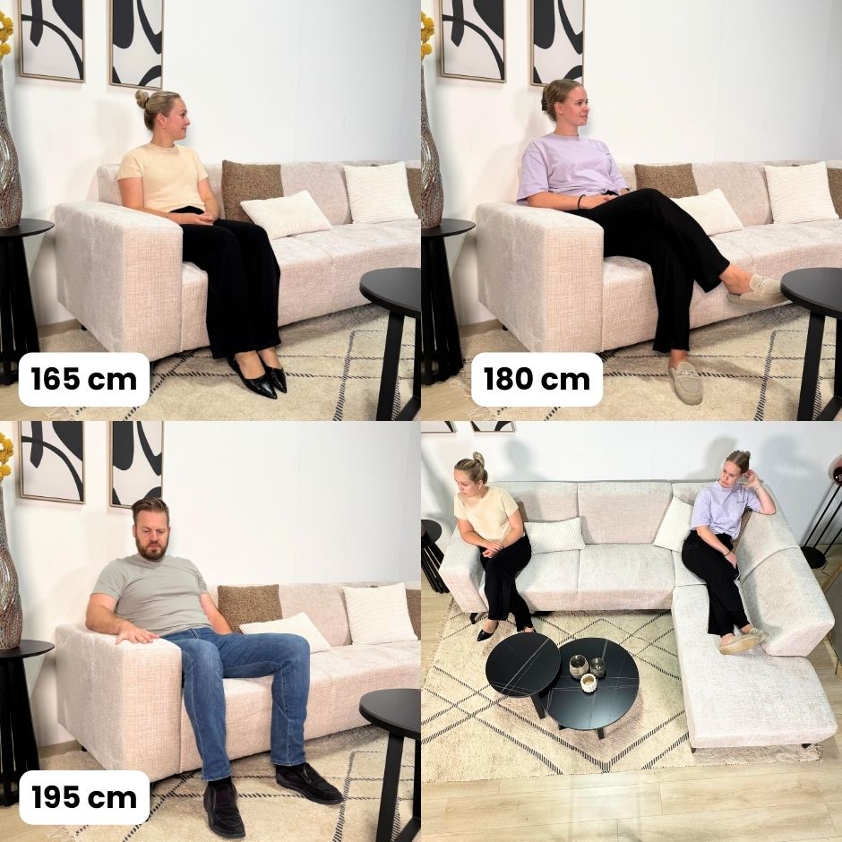 Corner sofa with chaise longue in taupe chenille fabric Manon - right 