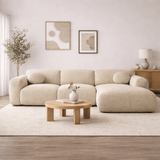Corner sofa sand bouclé fabric - 292x169 cm - Shane - right