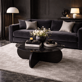 Aris Round Coffee Table 75 cm Glass - Black Base 