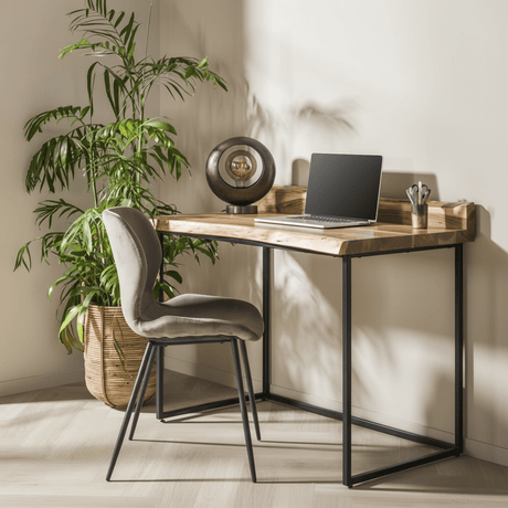 Industrial Desk Tree Trunk Acacia Wood Aberdeen 110x60 cm atmospheric photo in a modern interior