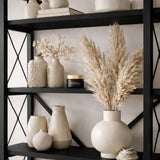 Industrial bookcase black melamine Ely - Black Frame - 180x90 cm