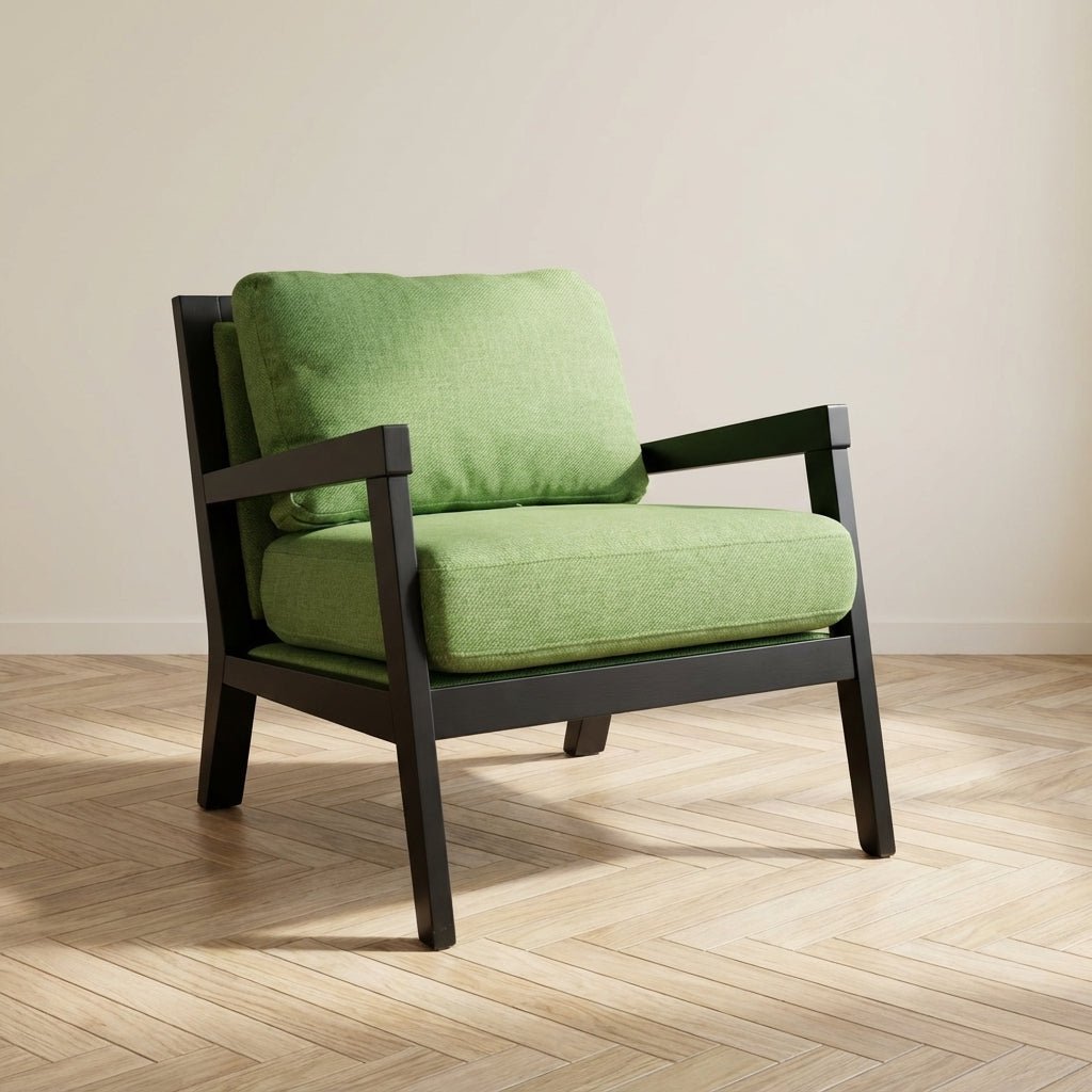 FEX-CHAIR WITH ARM GREEN／ACTUS Olive Green Velvet Swivel Office Chair with Arms - Fenix