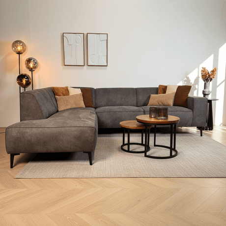 Industriele hoekbank antraciet eco-leer Brisbane - links