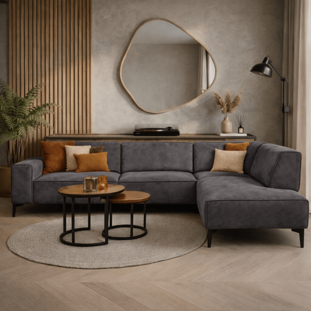 Industrial corner sofa anthracite eco-leather Brisbane - right 