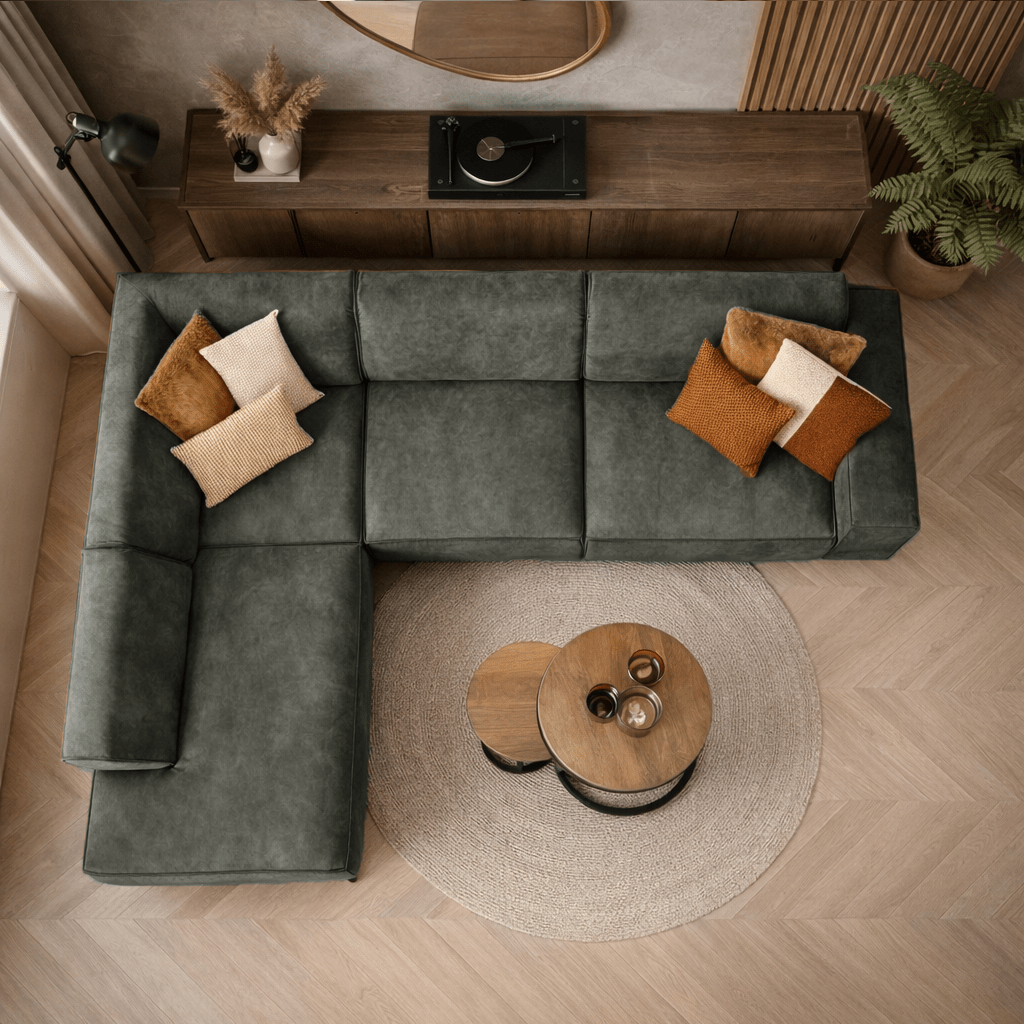Industrial corner sofa cognac eco-leather Brisbane - left 